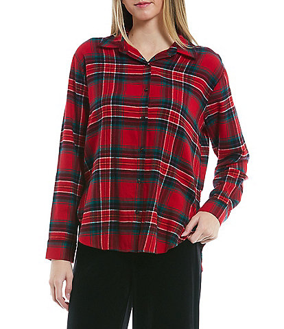 Copper Key Checked Plaid Button Front Flannel Shirt