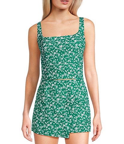 Copper Key Coordinating Woven Printed Tank Top