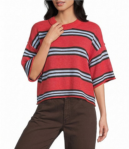 Copper Key Elbow Sleeve Striped Sweater