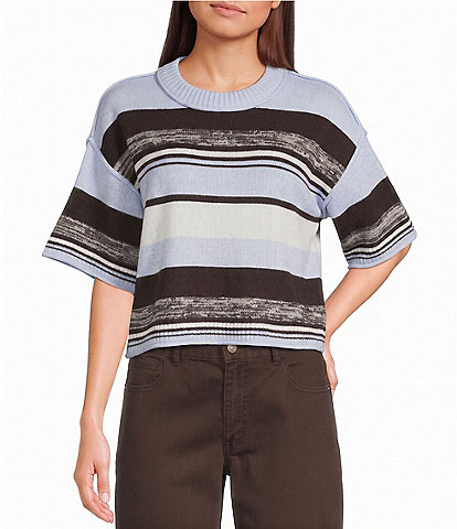 Copper Key Elbow Sleeve Striped Sweater