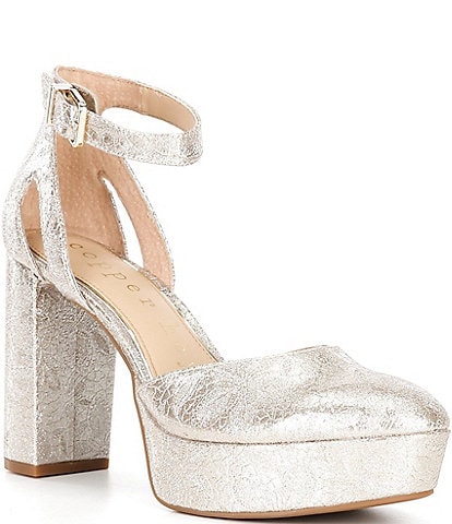 Copper Key Emirie Metallic Ankle Strap Platform Pumps