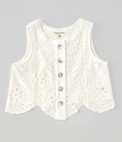 Copper Key Girls 7-16 Button Front Eyelet Top