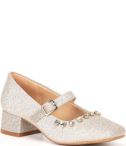 Copper Key Girls' Cece Embellished Heart Detail Sparkle Mary Janes (Youth)