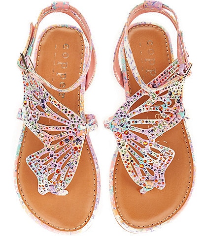 Copper Key Girls' Rhinestone Butterfly Sandal (Infant)