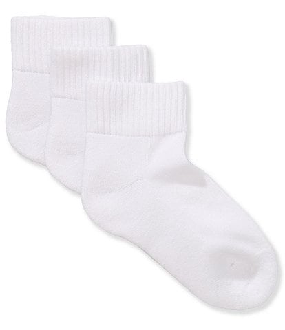 Copper Key Girls Solid Edge Cushioned Ankle Socks, 3-Pack