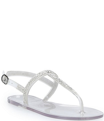Copper Key Haven Rhinestone T-Strap Flat Sandals