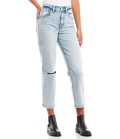 Copper Key High Rise Destructed Ankle Crop Straight Jeans