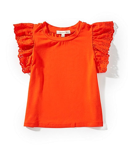 Copper Key Little Girls 2T-6X Eyelet Flutter Sleeve Top