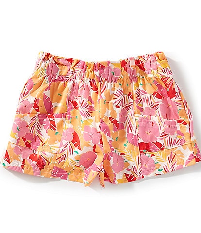 Copper Key Little Girls 2T-6X Floral Leaf Printed Paper Bag Shorts