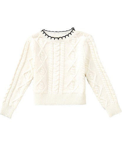 Copper Key Little Girls Cable Knit Sweater