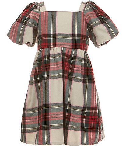 Copper Key Little Girls Plaid Bow Back Dress
