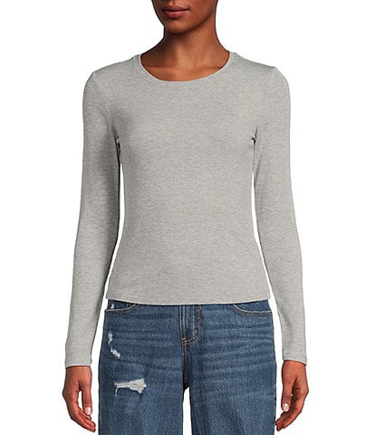 Copper Key Long Sleeve Ribbed Knit T-Shirt