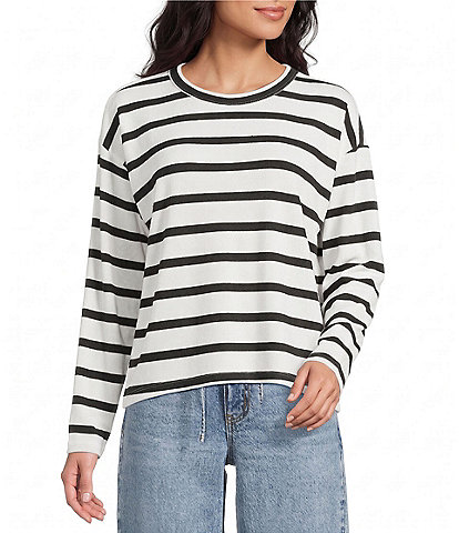 Copper Key Long Sleeve Stripe Brush Knit Tee