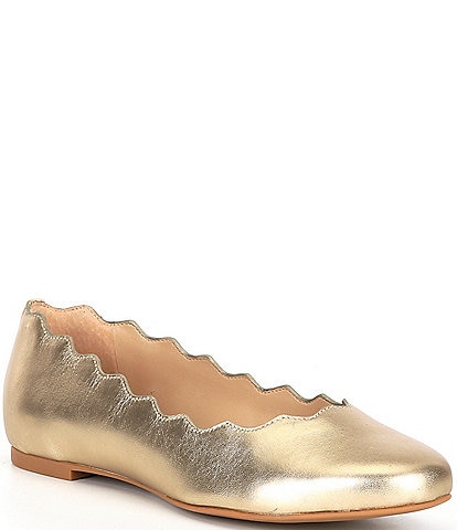 Copper Key Lovely Leather Scalloped Flats