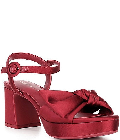 Copper Key Lux Satin Bow Family Matching Platform Dress Sandals