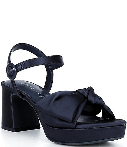Copper Key Lux Satin Bow Family Matching Platform Dress Sandals