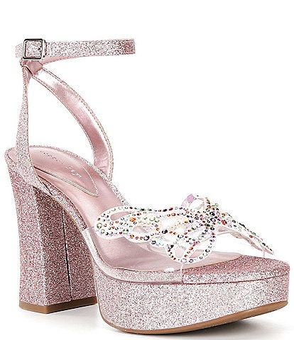 Copper Key Marigold Butterfly Rhinestone Platform Dress Sandals
