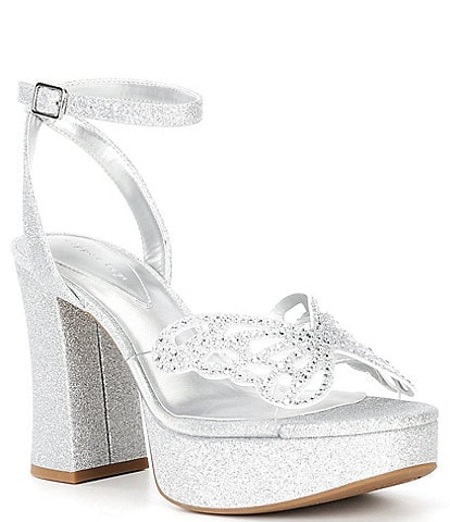 Copper Key Marigold Butterfly Rhinestone Platform Dress Sandals