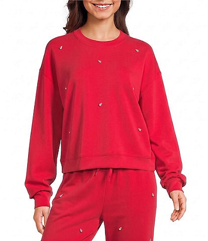 Copper Key Rhinestone Long Sleeve Lounge Top