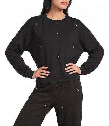 Copper Key Rhinestone Long Sleeve Lounge Top