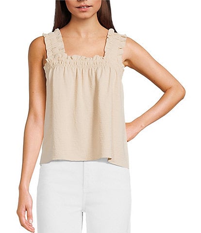 Copper Key Ruffle Strap Tank Top