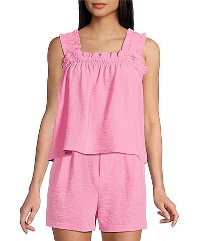 Copper Key Ruffle Strap Tank Top