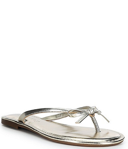 Copper Key Sandy Bow Metallic Flip Flops
