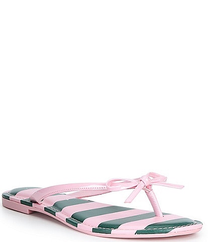Copper Key Sandy Bow Striped Flip Flops