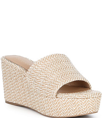 Copper Key Seaside Raffia Platform Wedge Slide Sandals