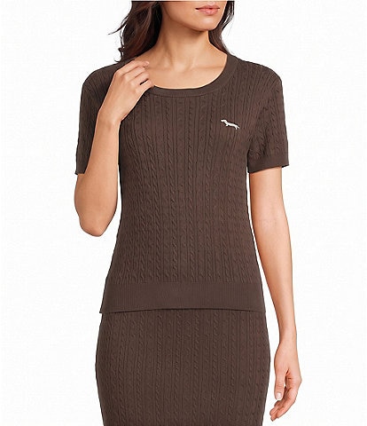 Copper Key Short Sleeve Cable Knit Coordinating Sweater