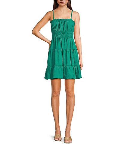 Copper Key Sleeveless Tiered Mini Dress