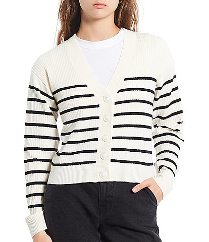 Copper Key Striped Button Front Cardigan
