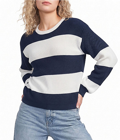 Copper Key Striped Shaker Stitch Sweater