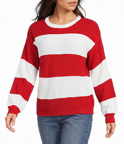 Copper Key Striped Shaker Stitch Sweater