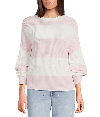 Copper Key Striped Shaker Stitch Sweater