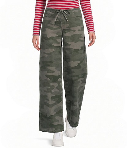 Copper Key Tie Waist Printed Denim Pants