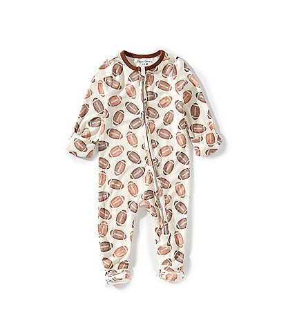 Copper Pearl Baby Boys Blitz Football Print Long Sleeve Zip Front Footie