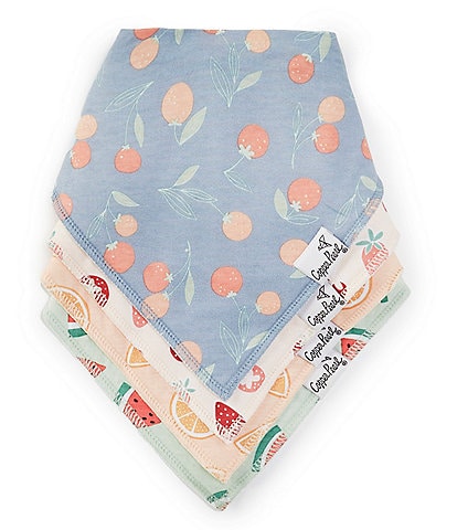 Copper Pearl Baby Girls Clemintine Fruit Print Bandana Bibs 4-Pack