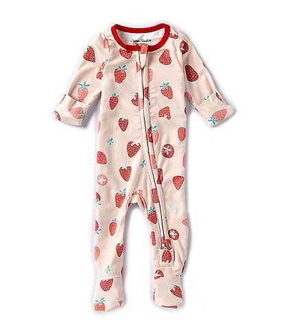 Copper Pearl Baby Girls Newborn-24 Months Strawberry Long Sleeve Zip Front Footie