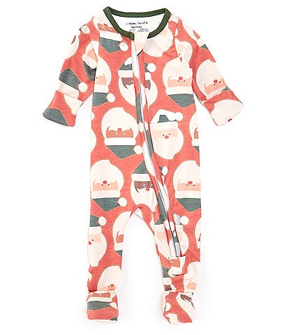 Copper Pearl Baby Newborn-24 Months Santa Clause Print Long Sleeve Zip Front Footie