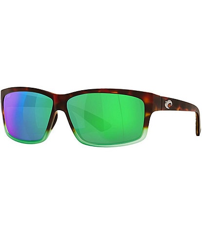 Costa Men's 6S9047 Cut Mirrored 60mm Rectangle Polarized Sunglasses