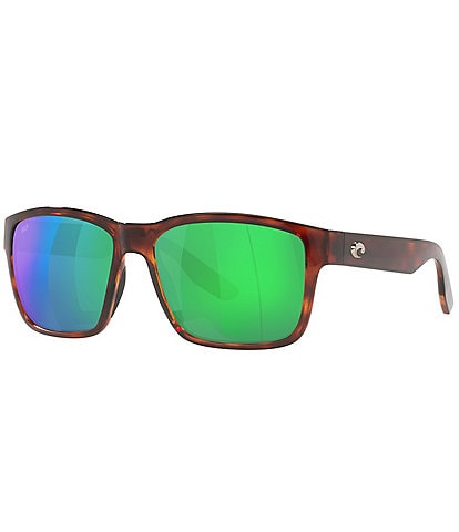 Costa Men's 6S9049 Paunch Tortoise Mirrored 57mm Square Polarized Sunglasses