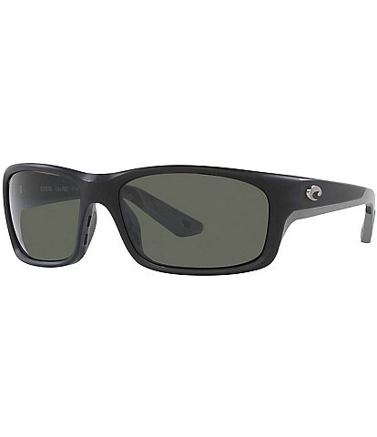 Costa Men's Matte Black Mirrored 580G Polarized Rectangle Sunglasses