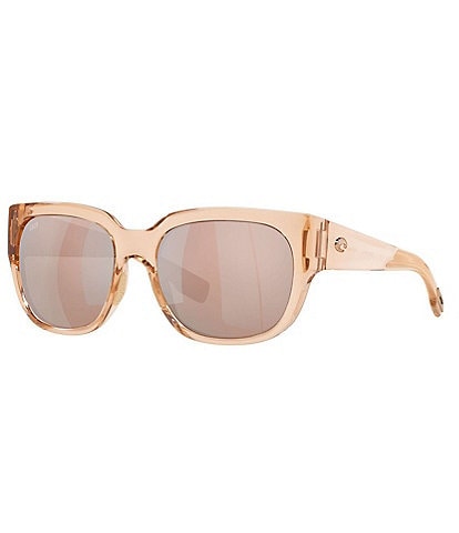 Costa Women's 6S9019 Waterwoman Mirrored 55mm Square Polarized Sunglasses
