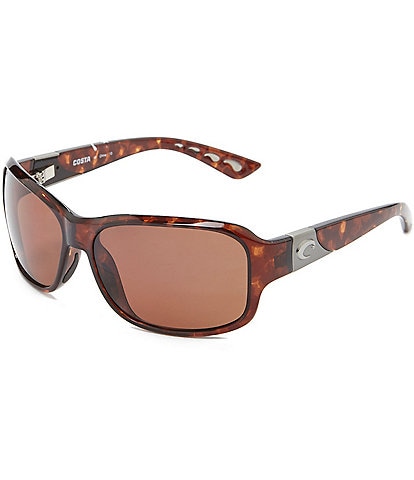 Costa Women's Tortoise Inlet Polarized UVA/UVB Protection Rectangle Sunglasses