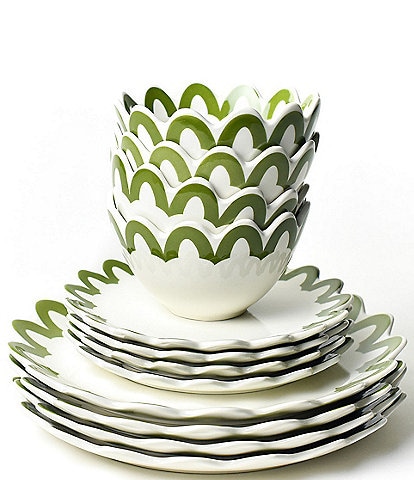 Coton Colors Arabesque Collection Scalloped 12-Piece Dinnerware Set