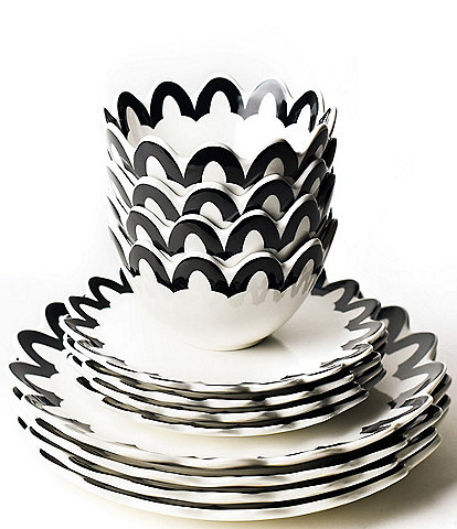 Coton Colors Arabesque Collection Scalloped 12-Piece Dinnerware Set