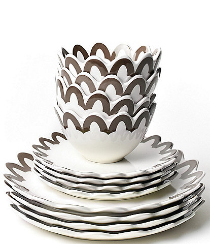 Coton Colors Arabesque Collection Scalloped 12-Piece Dinnerware Set