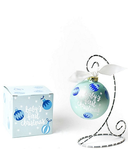 Coton Colors Baby's First Blue Glass Ornament with Swirl Stand Set