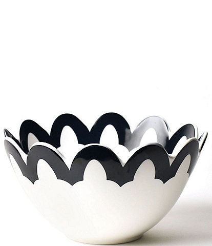 Coton Colors Black Arabesque Scallop Bowl, 9-inch